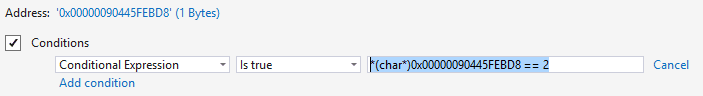 Conditional data breakpoint