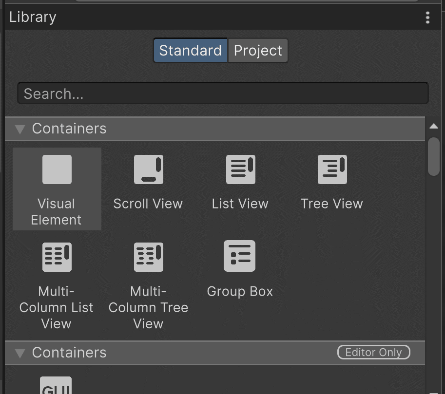 Using search to filter a list UI controls by name