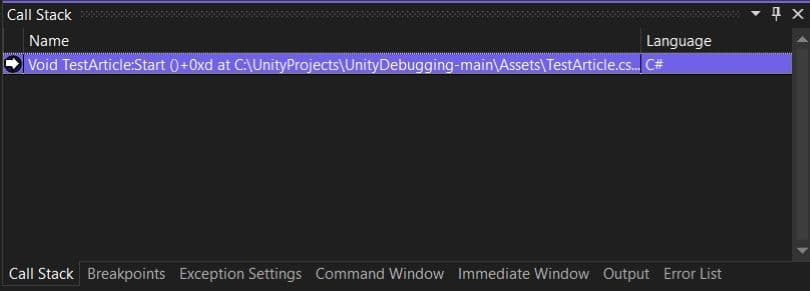 The Call Stack window