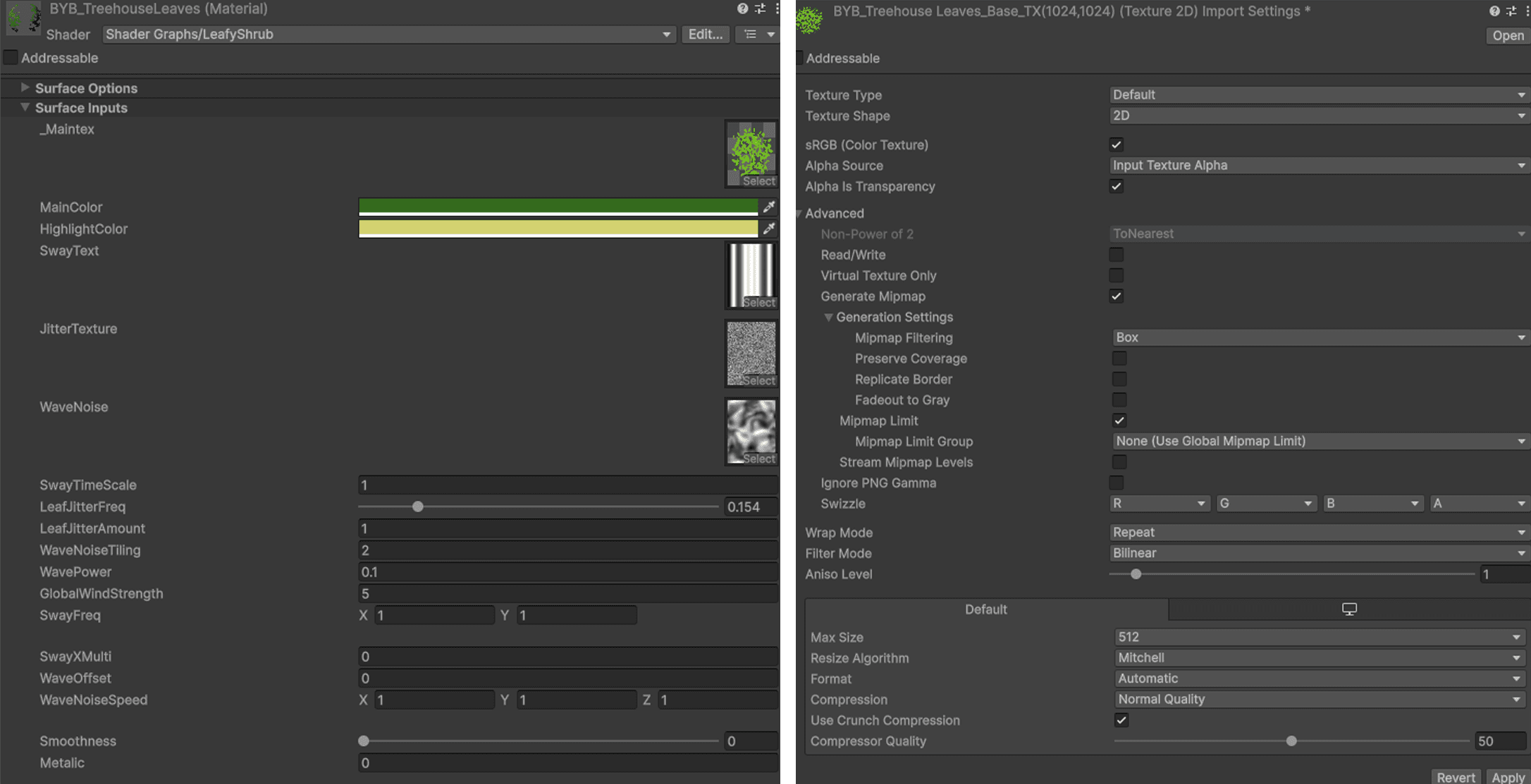 Base Texture Settings vs Specular Texture Settings