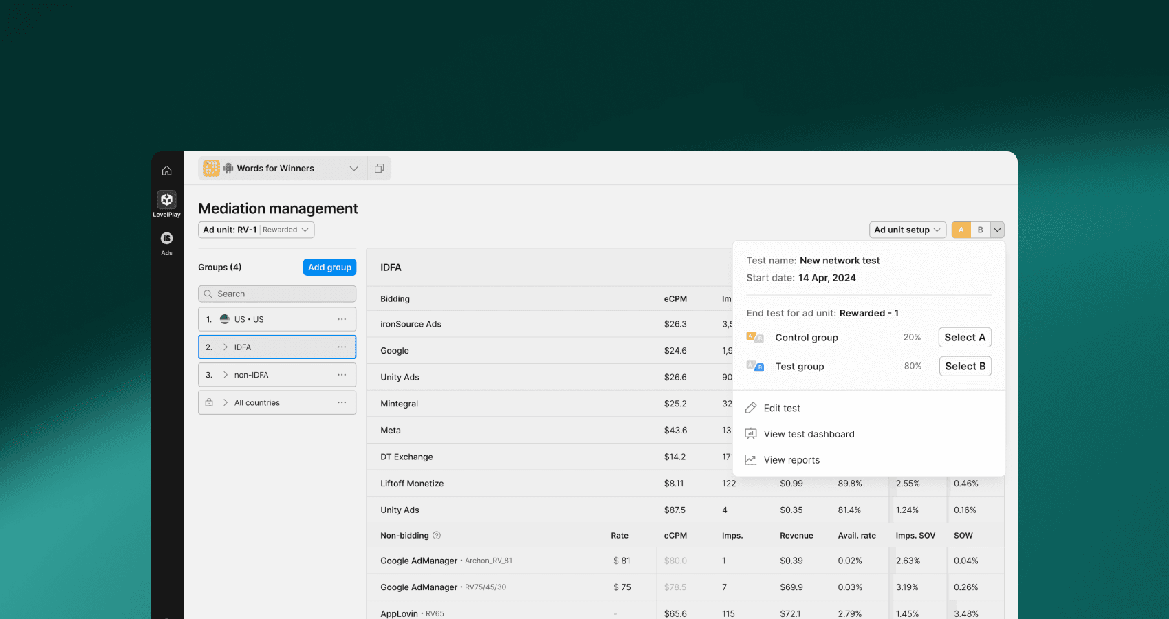 Pruebas A/B en plataforma