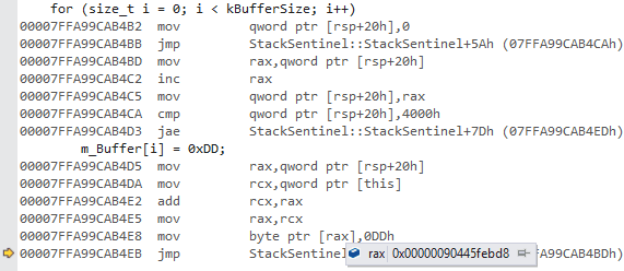 Corrupted at assignment disassembly
