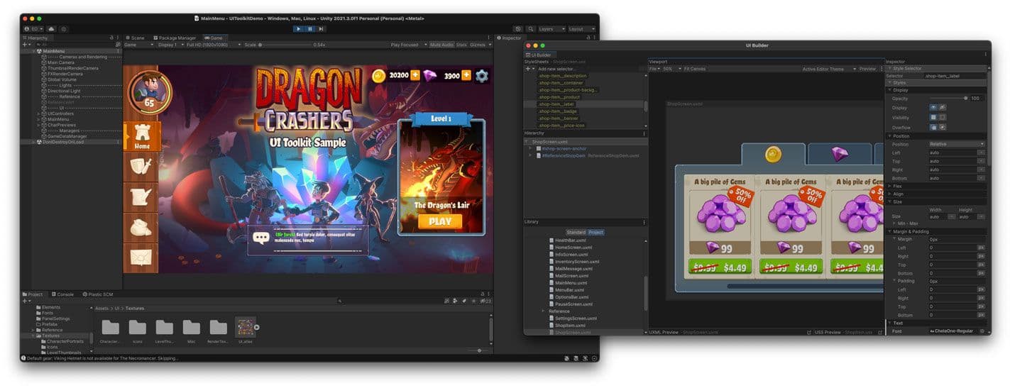 Demonstração do construtor de UI Toolkit