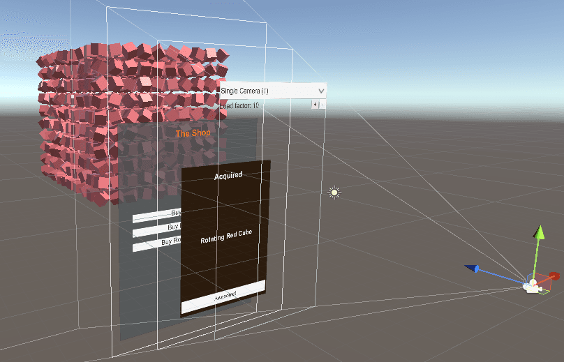 Exploded view of the test scene
