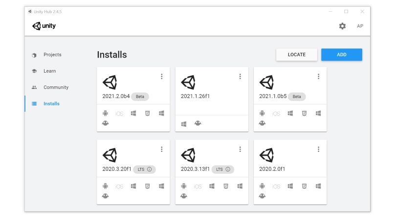 Unity Hub 설치의 스크린샷