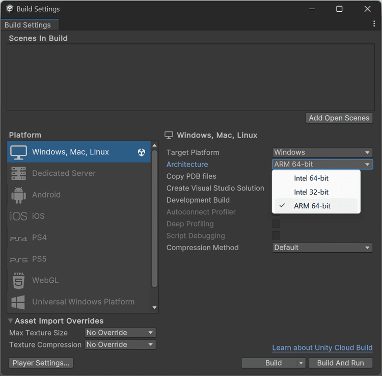 Unity runtime on Arm-based Windows devices