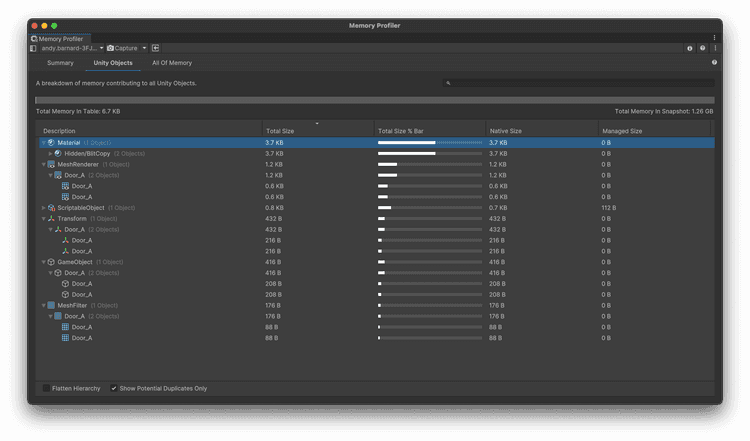 Inspecting memory with the new Memory Profiler package