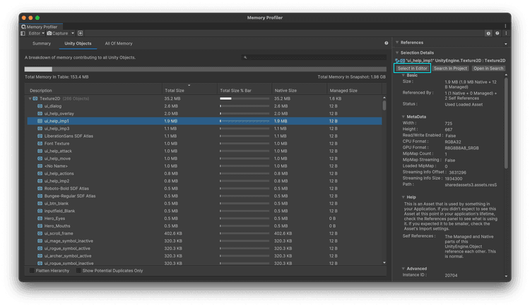 Inspecting memory with the new Memory Profiler package
