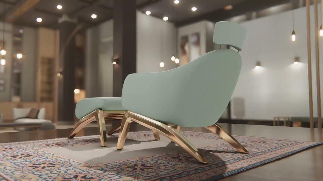 Miniatura del video de demostración en 3D de una silla verde