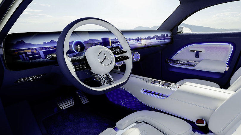 Interior of a Mercedes-Benz vehicle drivers seat