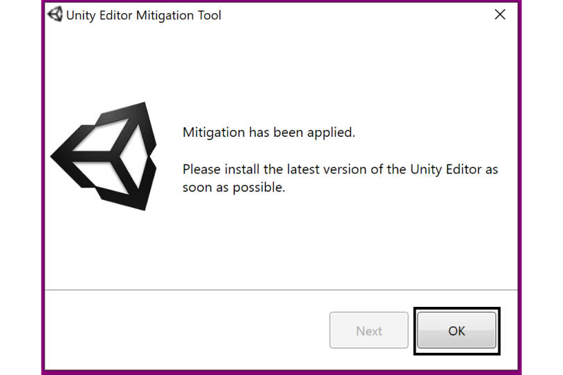 Unity Mitigation 툴 프롬프트 완화 적용됨