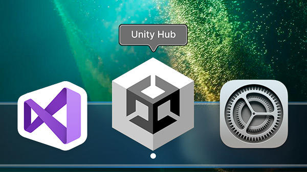macOS 停靠栏上显示的 Unity Hub 图标