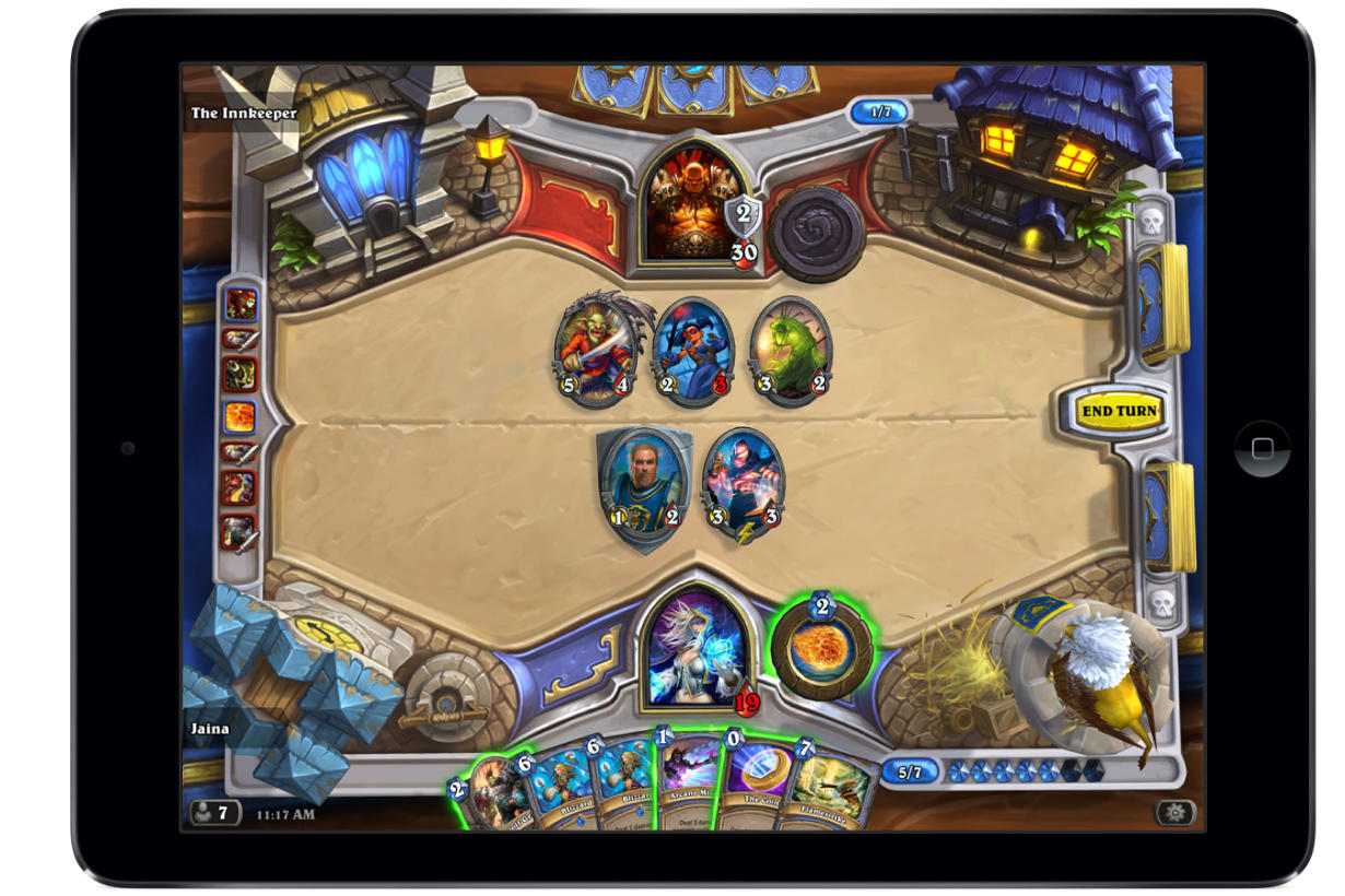 Hearthstone gameplay on tablet