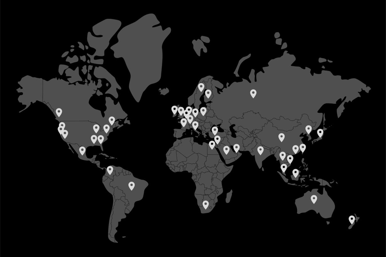 World map showing Unity Training Partner locations