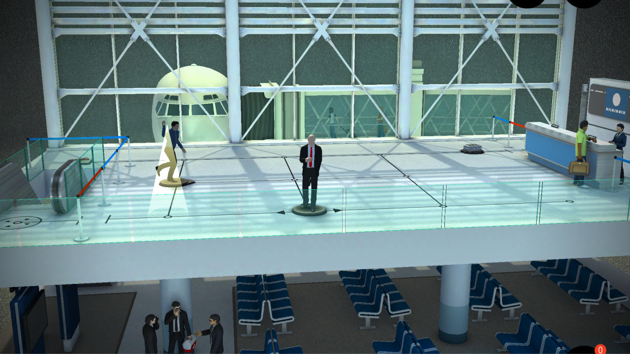 Scène d'aéroport du jeu Hitman GO