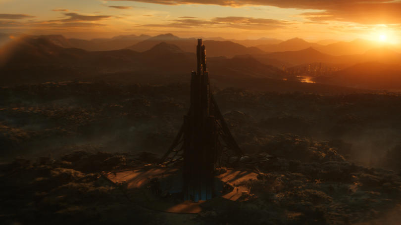 Сценический кадр башни из фильма «Черная пантера: Ваканда навеки»