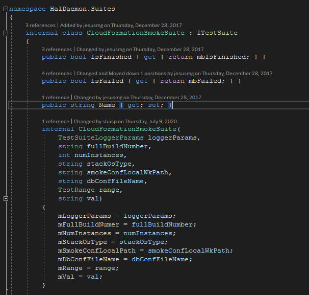 Controle de versão do Visual Studio CodeLens do Unity