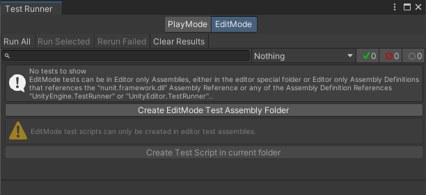 Unit testing dialogue in Unity editor