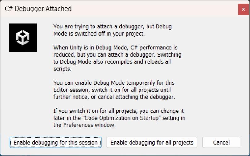 Attaching the debugger to Unity