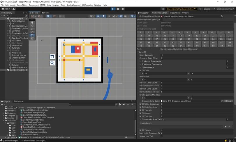 Finger pointing beside some artwork in the Unity editor