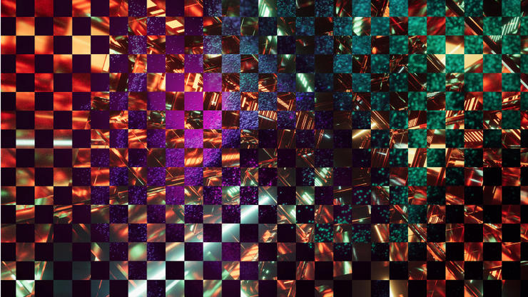 Schachbrettartige Collage aus Unity gen art