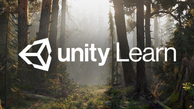 Forest scene with Unity Learn caption