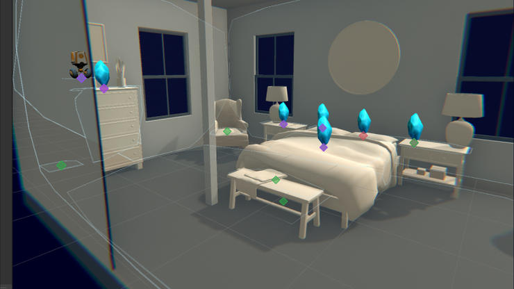 AR scene in a bedroom