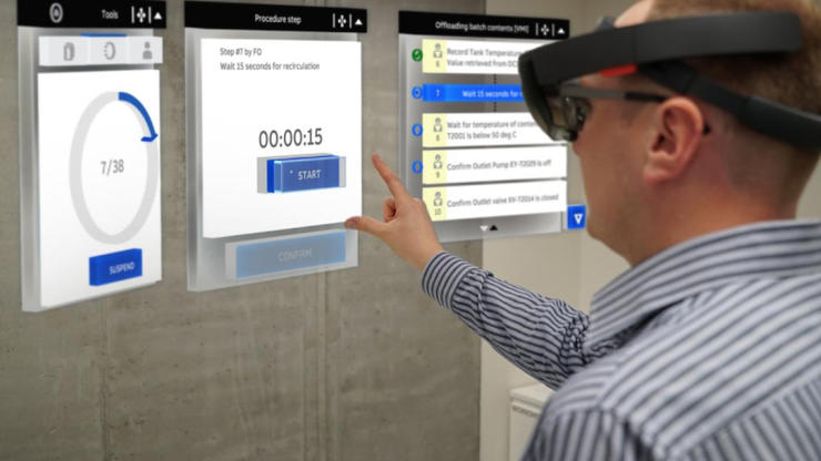 Man interacting with AR interface