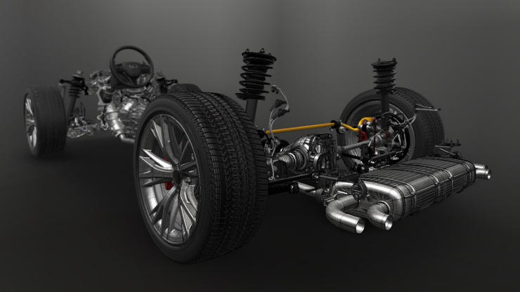 Modelo 3D do motor de um veículo