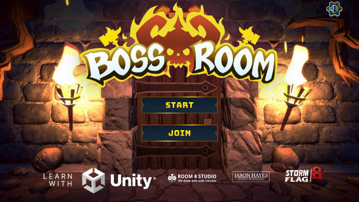 Boss Room é uma amostra de projeto de jogo cooperativo em pequena escala